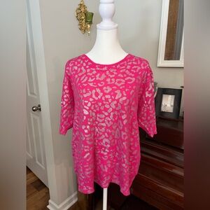 Pink sheen Leopard Print Women's Top